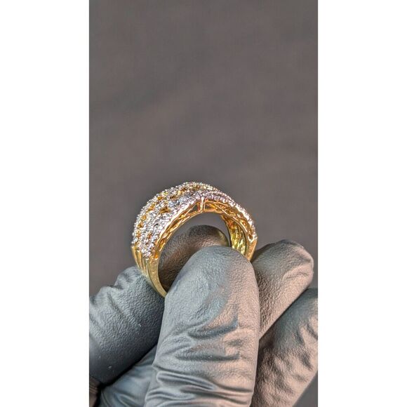 Danbury Mint Five Carat Kiss Ring Size 10 Gold 18k Plated 75 Diamonisse Gemstone - Picture 5 of 11